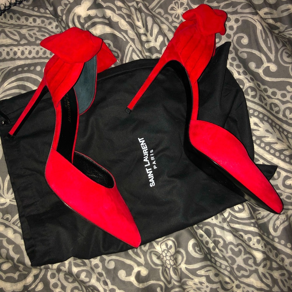 Saint Laurent heels, red adorable barely wore like new sooo sexy! - Picture 1 of 5
